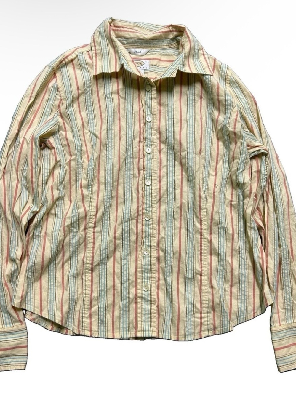 Women’s Talbots Petites Yellow Red Button Up Shirt Size Large
